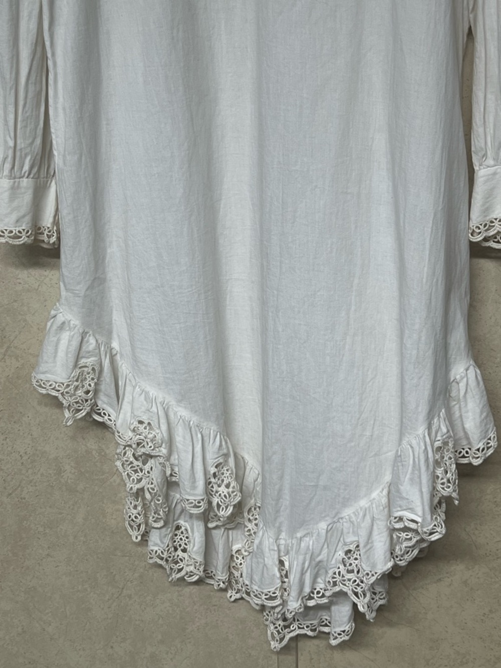 Adonna vintage white crochet ruffle long sleeve peasant cottagecore nightgown - Picture 10 of 14